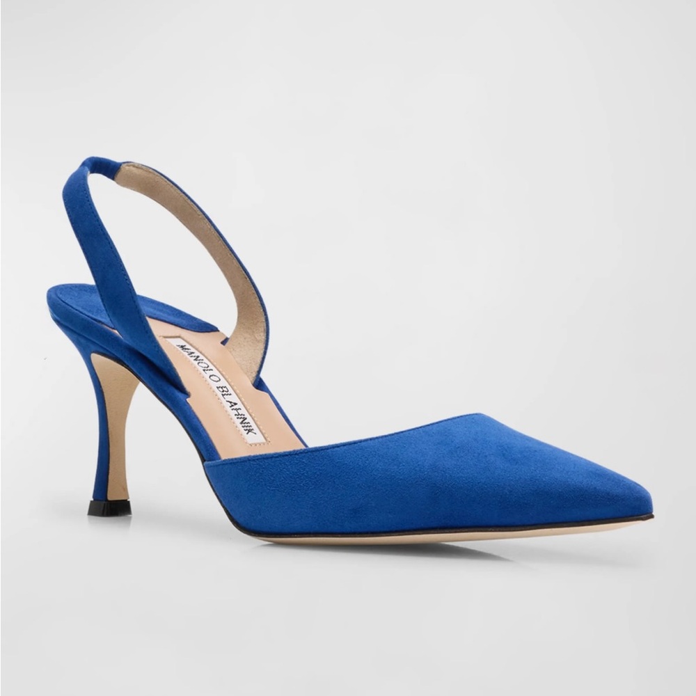 MANOLO BLAHNIK
Carolyne Suede Mid-Heel 90MM Slingback Pump